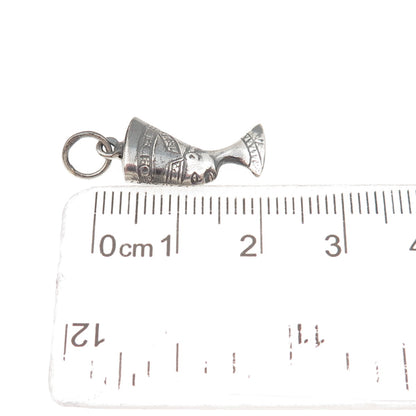 925 Sterling Silver Vintage Egyptian Nefertiti Oxidized Mini Charm Pendant