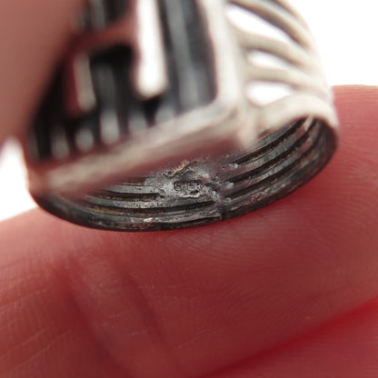 925 Sterling Silver Vintage Letter H Initial Oxidized Ring Size 4.5