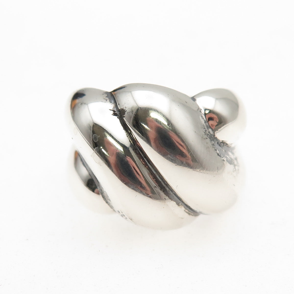 ESPO Joseph Esposito 925 Sterling Silver Vintage Modernist Ribbed Ring Size 7.25