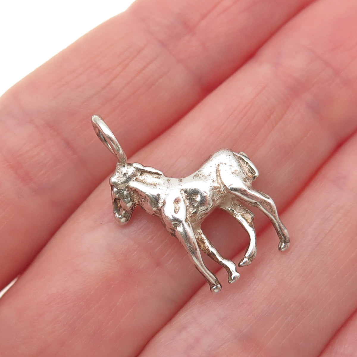 925 Sterling Silver Vintage Horse Mini 3D Charm Pendant