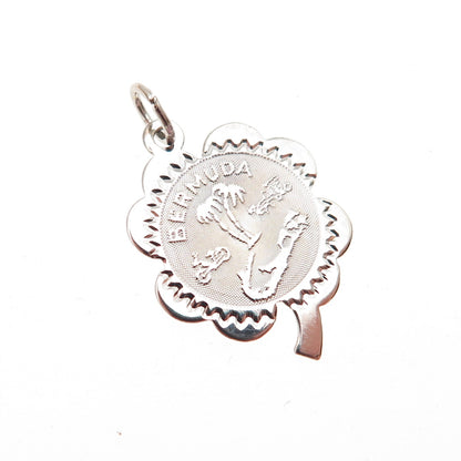 CREA 925 Sterling Silver Vintage Bermuda Clover Good Luck Mini Charm Pendant