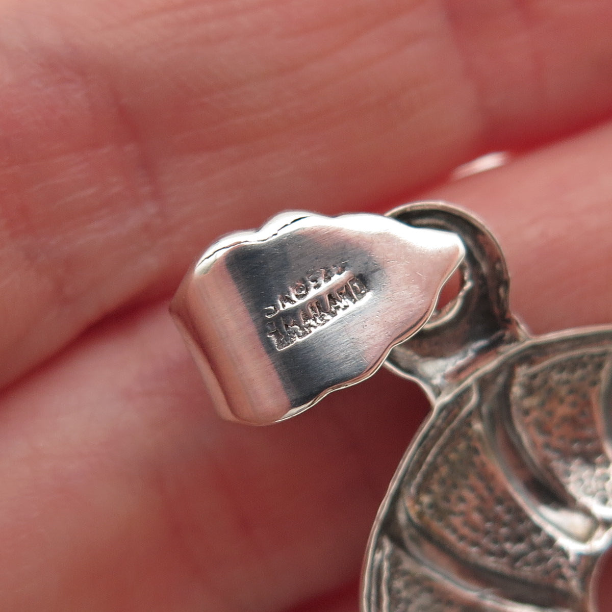 925 Sterling Silver Vintage Christmas Candy Cane Oxidized Charm Pendant