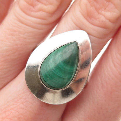 Lincoln Robert Navajo Old Pawn Sterling Silver Vintage Malachite Ring Size 7.75