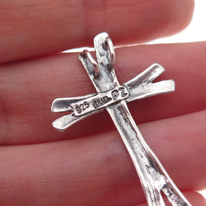 Or Paz PZ 925 Sterling Silver Vintage Israel Cross Oxidized Slide Charm Pendant