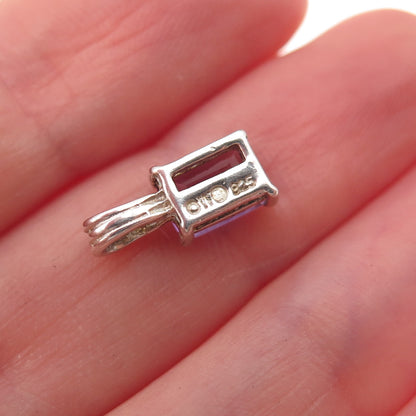 Charles Winston 925 Sterling Silver Vintage Real Amethyst Charm Pendant