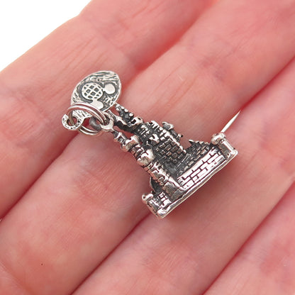 Walt Disney 925 Sterling Silver Vintage Cinderella Castle 3D Charm Pendant