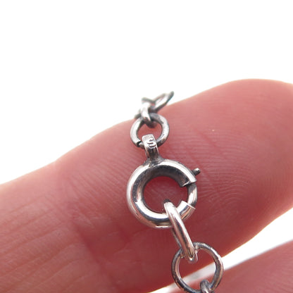 925 Sterling Silver Antique Art Deco Japanese Dangle Charm Bracelet 7.75"