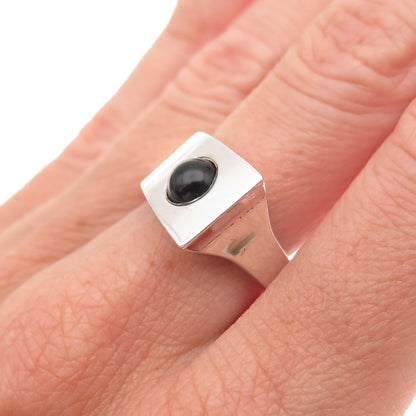 Pejois 925 Sterling Silver Vintage Real Black Onyx Modernist Ring Size 7
