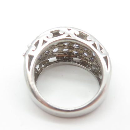 CHUCK CLEMENCY 925 Sterling Silver Real Round-Cut Iolite Cluster Ring Size 7.25