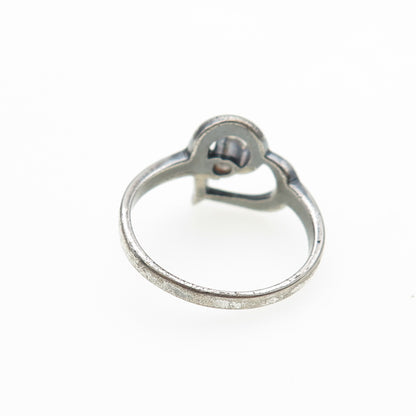 925 Sterling Silver Vintage Round-Cut C Z Heart Oxidized Ring Size 8