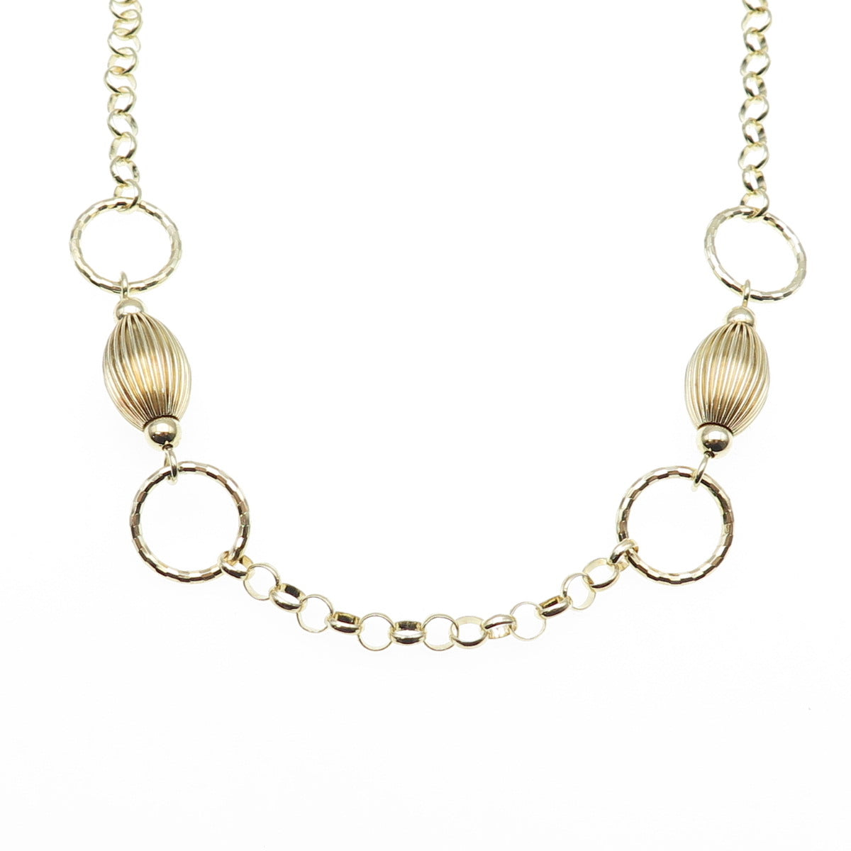 KARIZIA Sterling Silver Gold Plated Vintage Italy Modernist Chain Necklace 24"