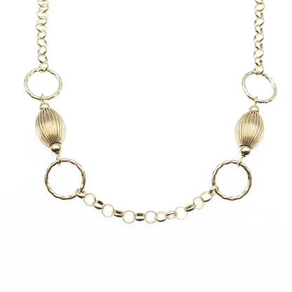 KARIZIA Sterling Silver Gold Plated Vintage Italy Modernist Chain Necklace 24"