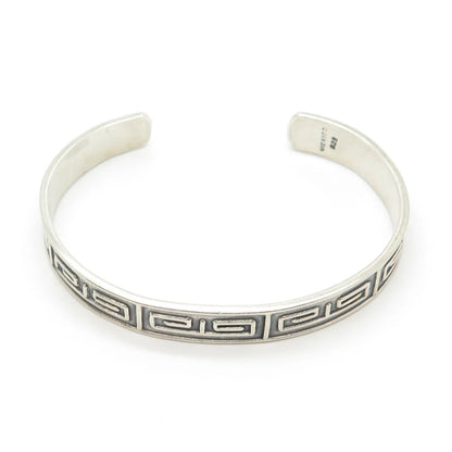 925 Sterling Silver Vintage Mexico Maze Adjustable Cuff Bracelet 7"