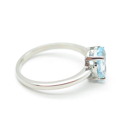DAZZLERS 925 Sterling Silver Real Blue Topaz Gemstone Ring Size 6