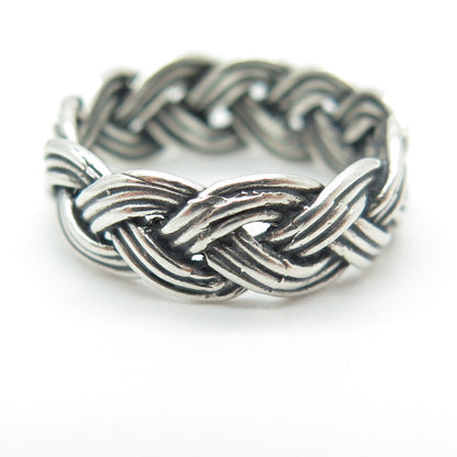 925 Sterling Silver Vintage Wicker Band Ring Size 6.75