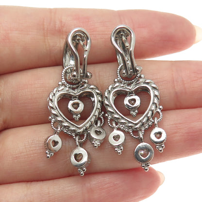 JUDITH RIPKA 925 Sterling Silver Round-Cut C Z Heart Charm Omega Back Earrings