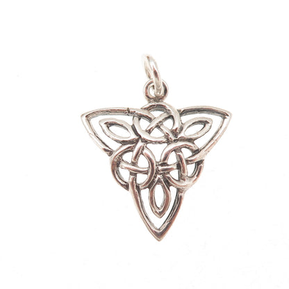 925 Sterling Silver Vintage Celtic Trinity Knot Oxidized Charm Pendant