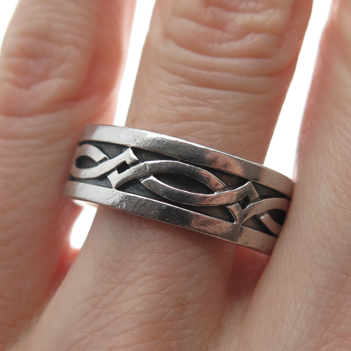 925 Sterling Silver Vintage Celtic Knot Band Ring Size 10.25