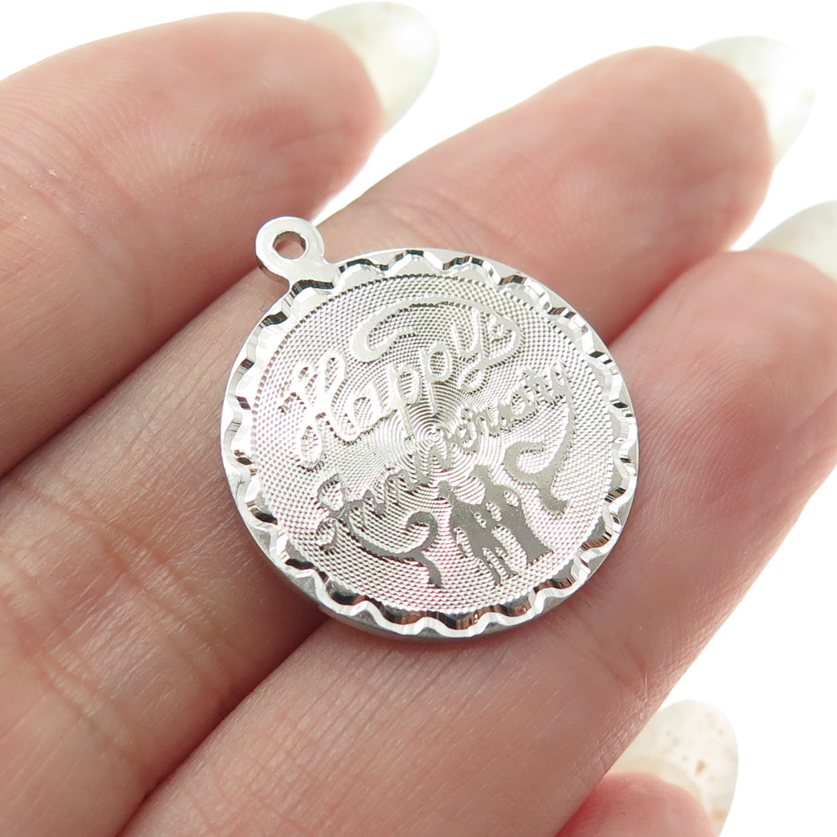 925 Sterling Silver Vintage "Happy Anniversary 25" Pendant