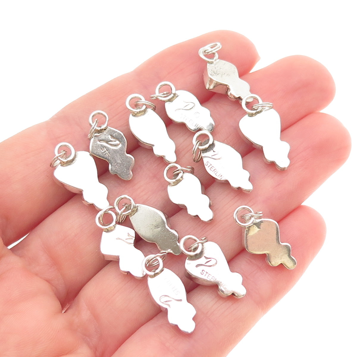 D’Anz Old Pawn 925 Sterling Silver Vintage SET of 13 Opal Tribal Charm Pendants