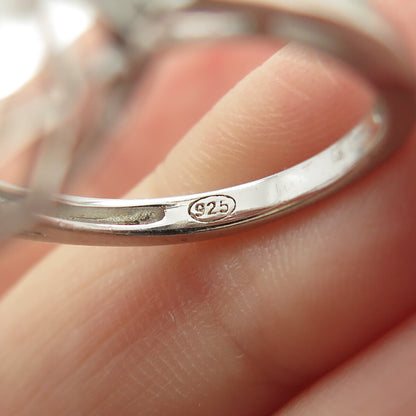 925 Sterling Silver White & Peach Round-Cut Shaped C Z Ring Size 6