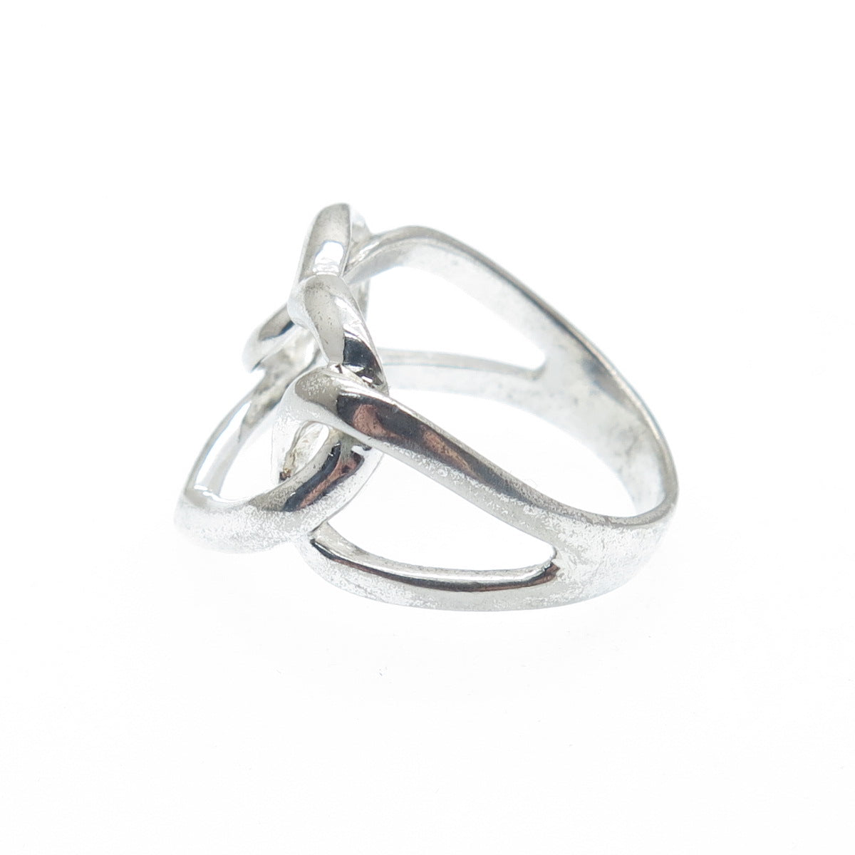 925 Sterling Silver Vintage Heart Love Knot Oxidized Ring Size 7.25