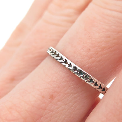 925 Sterling Silver Vintage Spiga Link Stackable Oxidized Band Ring Size 7