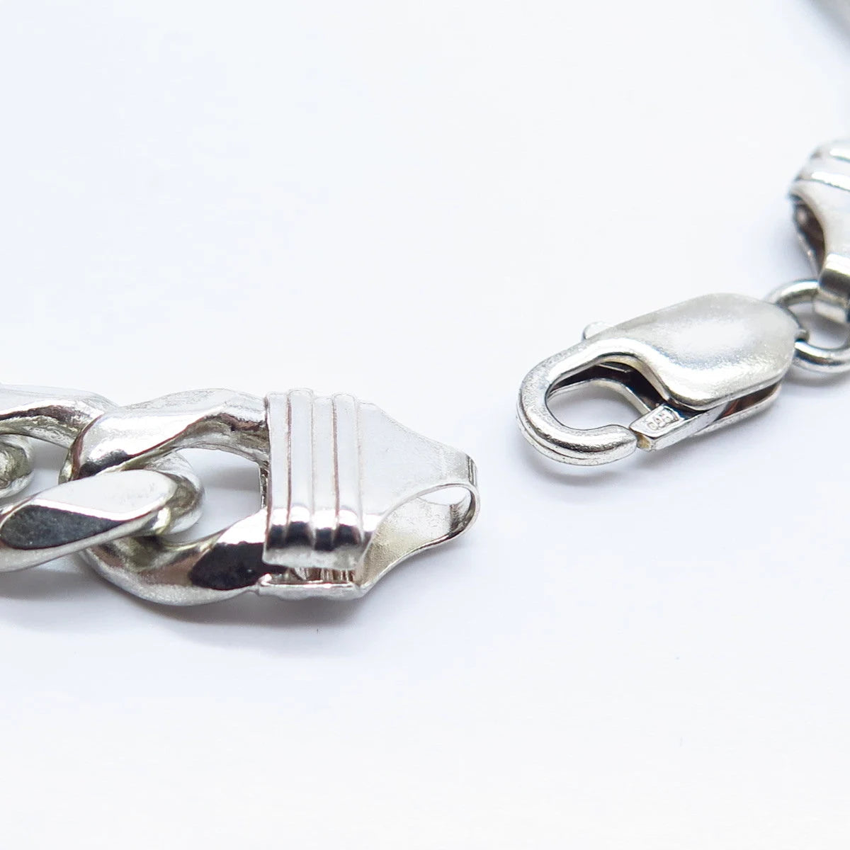 925 Sterling Silver Vintage Figaro Link Bracelet 8.5"