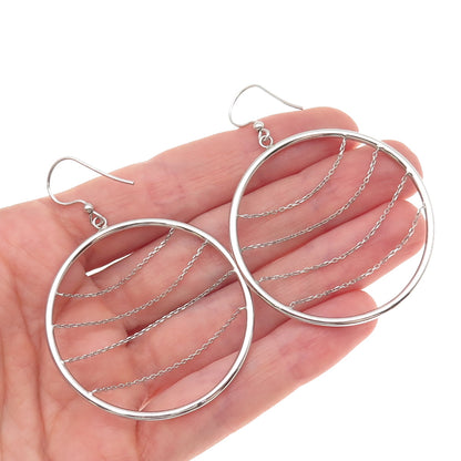 Milor 925 Sterling Silver Italy Chain Circle Dangle Earrings