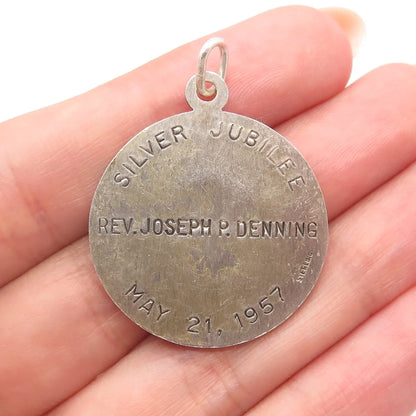 925 Sterling Silver Vintage Rev. Joseph P. Denning 1957 Round Jubilee Pendant