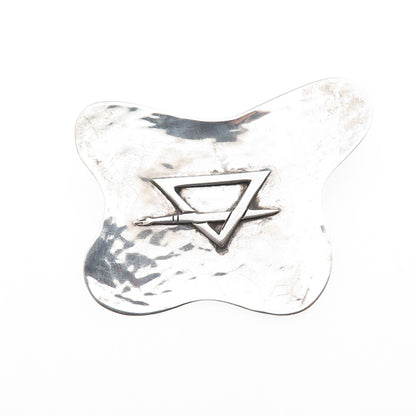 ARTE 925 Sterling Silver Vintage Modernist Abstract Hammered Pin Brooch