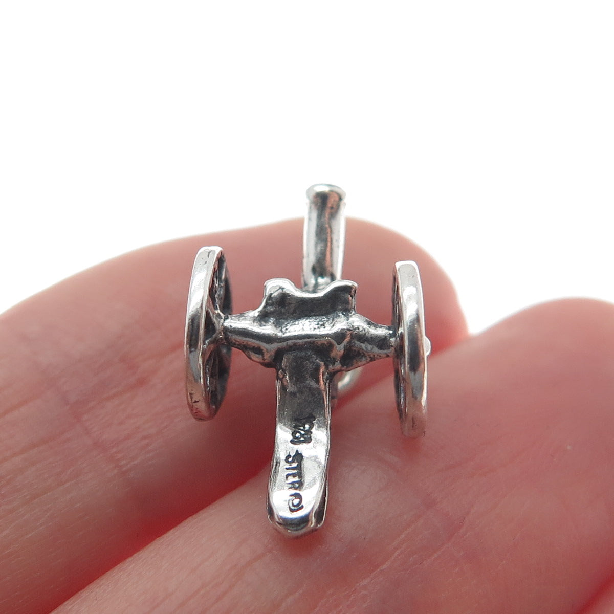 WHEELER MFG CO 925 Sterling Silver Vintage Cannon Military Minimalist 3D Pendant