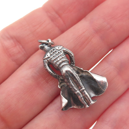 925 Sterling Silver Vintage Matador Bullfighter Oxidized Charm Pendant