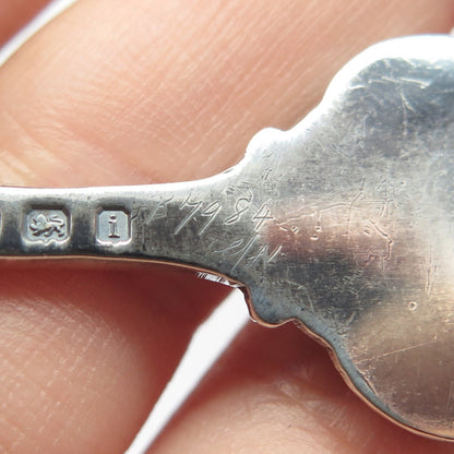 925 Sterling Silver Antique Birmingham 1908 Levi & Salaman Enamel Spoon