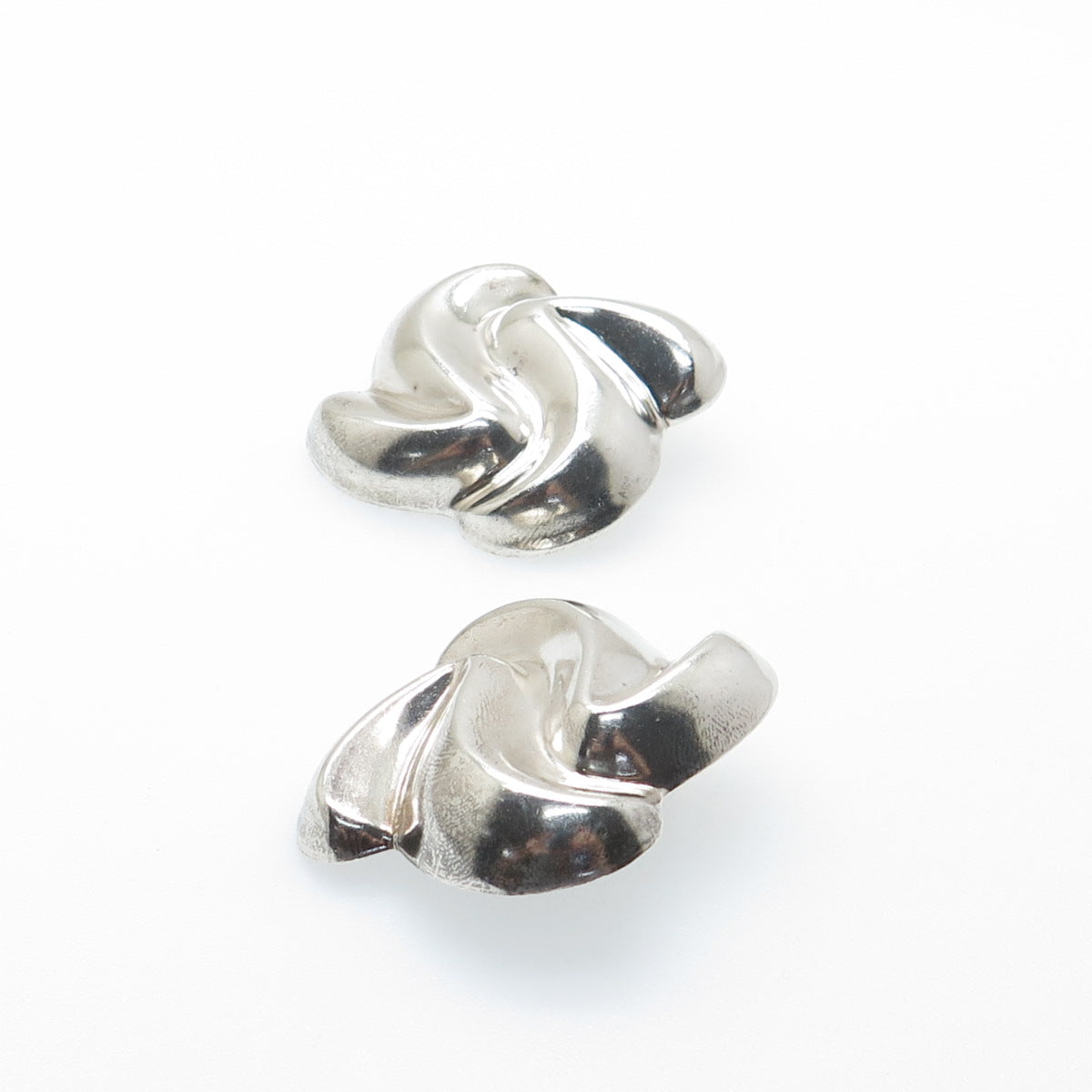 DULCE 925 Sterling Silver Vintage Mexico Modernist Clip On Earrings