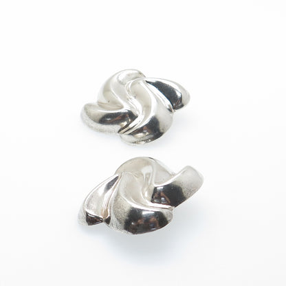 DULCE 925 Sterling Silver Vintage Mexico Modernist Clip On Earrings