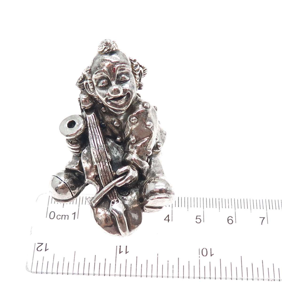 ALESSANDRO MAGRINO 925 Sterling Silver Vintage Pagliacci Clown & Cello Figurine