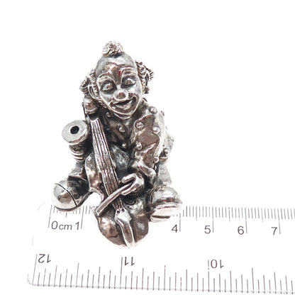 ALESSANDRO MAGRINO 925 Sterling Silver Vintage Pagliacci Clown & Cello Figurine