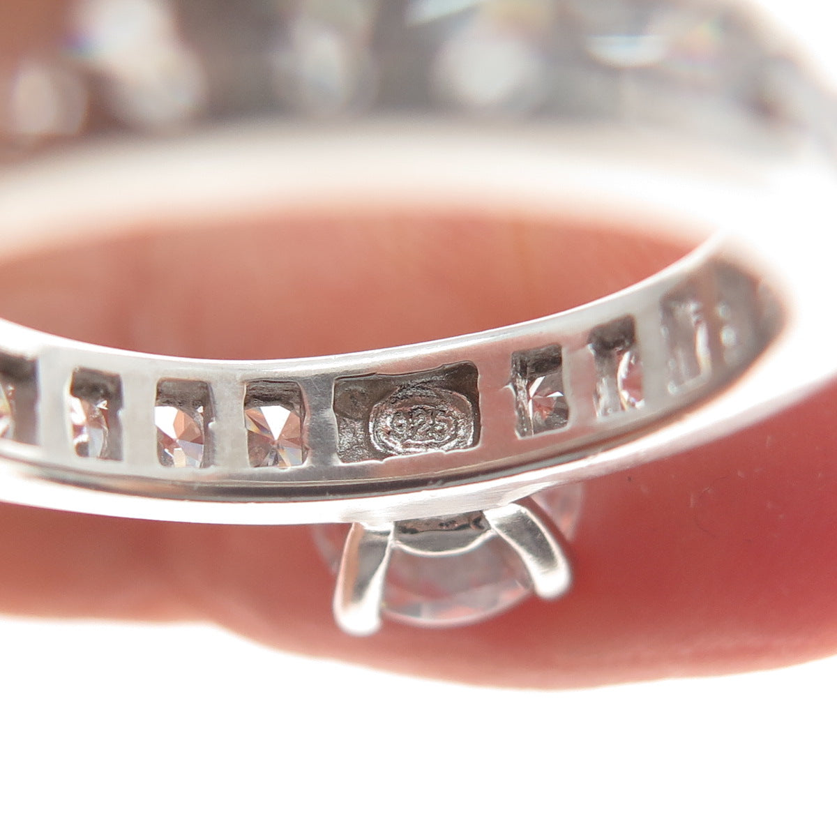925 Sterling Silver Round-Cut C Z Engagement Ring Size 6.5