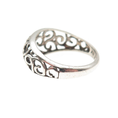 Nevada 925 Sterling Silver Vintage Swirl Dome Ring Size 8.25