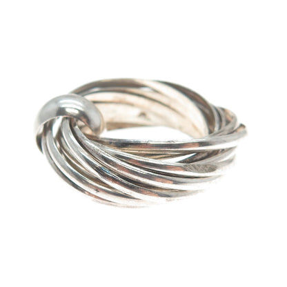 925 Sterling Silver Vintage Multi-Band Interlocked Ring Size 7.75