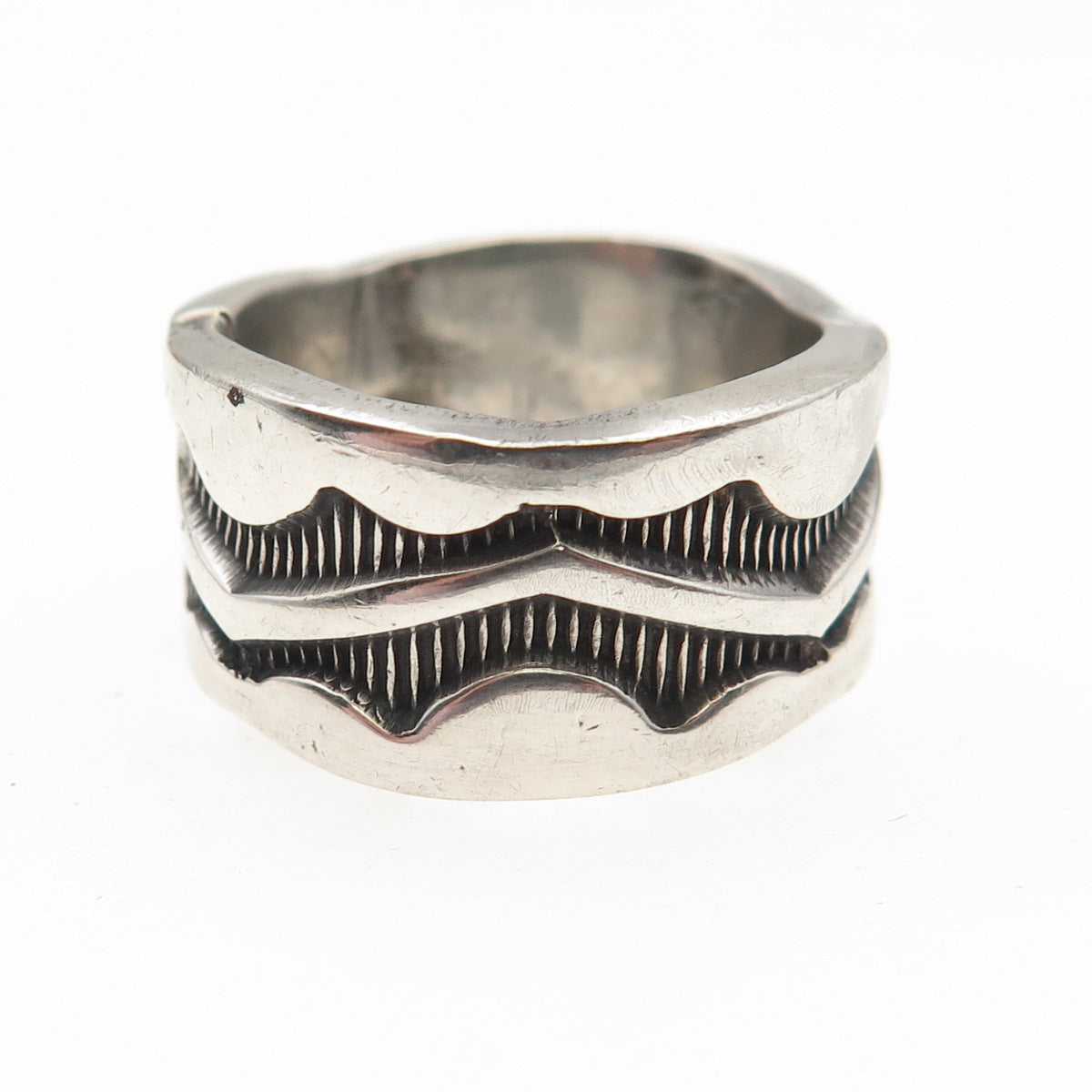 Old Pawn 925 Sterling Silver Vintage Southwestern Oxidized Band Ring Size 8.5