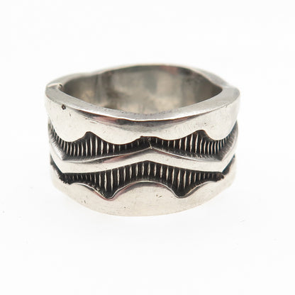 Old Pawn 925 Sterling Silver Vintage Southwestern Oxidized Band Ring Size 8.5