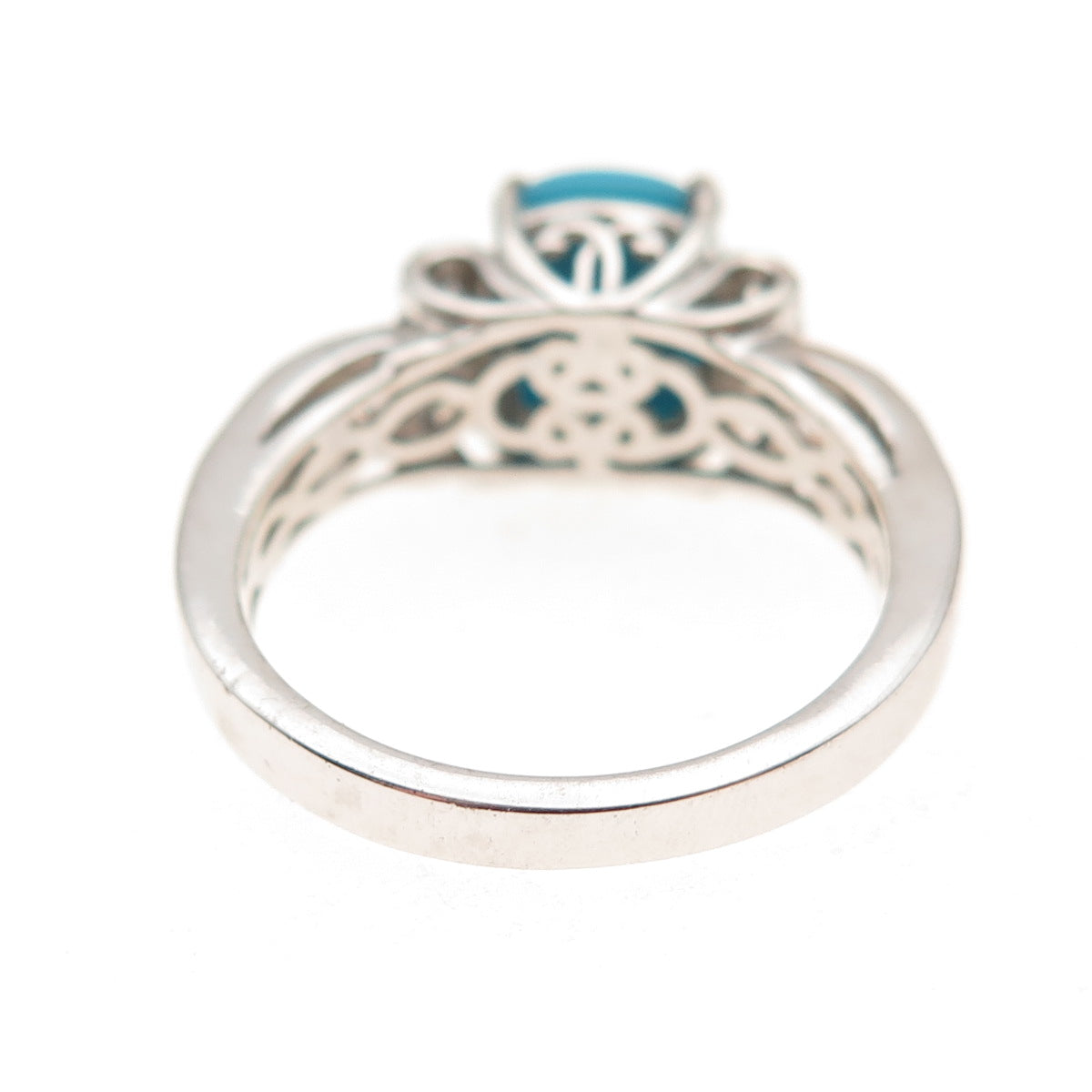Chuck Clemency 925 Sterling Silver Real Turquoise & White Topaz Ring Size 8