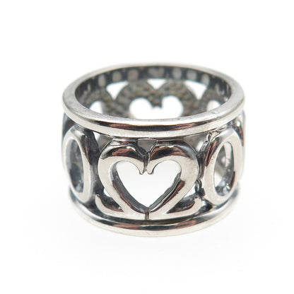 925 Sterling Silver Vintage 2000 Millennium Wide Band Ring Size 7