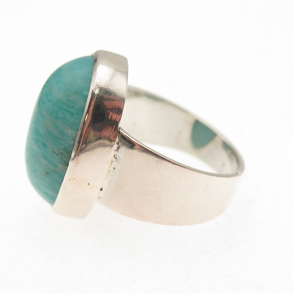925 Sterling Silver Vintage Real Cabochon Aventurine Ring Size 4.75