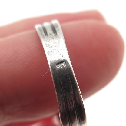 925 Sterling Silver Vintage Real Amber Oxidized Ring Size 8