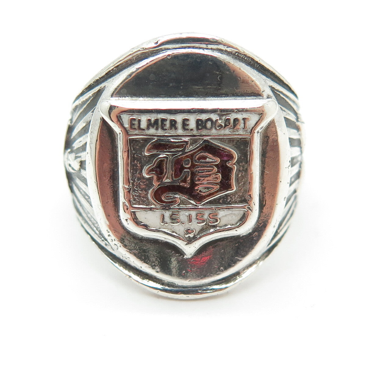 REED&CO Sterling Vintage 1971 Elmer E Bogart IS 155 Public Group Ring Size 7.25