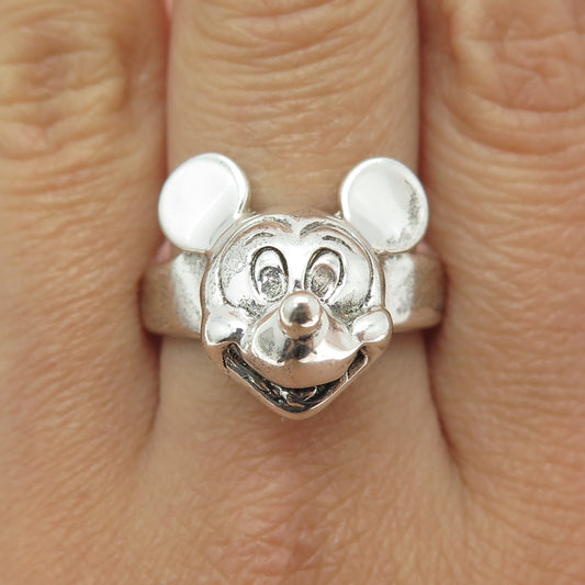 DISNEY 925 Sterling Silver Vintage Mickey Mouse Ring Size 10