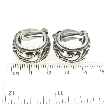 925 Sterling Silver Vintage Ornate Clip On Earrings